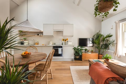 Kitchen or kitchenette, Living room, Seating area, Dining area, oven, stove, kitchen