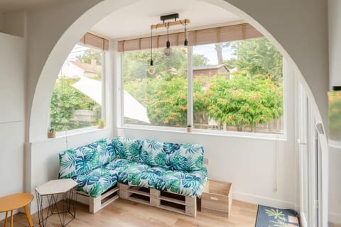 Living room, Seating area, Garden view