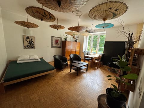 Bed, Living room, Photo of the whole room, Seating area