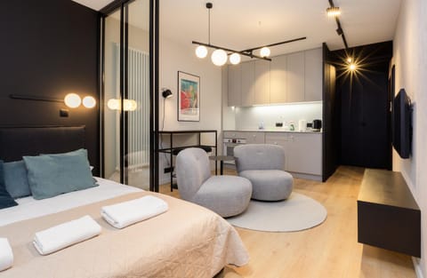 Bed, Kitchen or kitchenette, Living room, Photo of the whole room, Seating area, Dining area, Bedroom