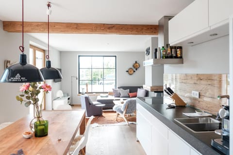 Kitchen or kitchenette, Living room, Dining area