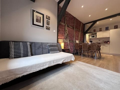 Living room, Seating area, microwave, stove