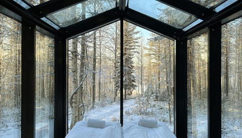 Bed, Natural landscape, Winter, View (from property/room), View (from property/room), Bedroom, River view, River view