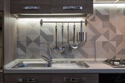 Kitchen or kitchenette, stove