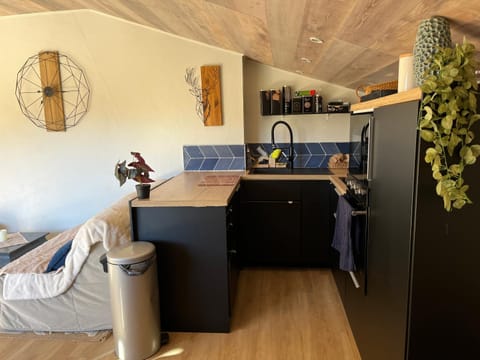 Kitchen or kitchenette, dishwasher, microwave