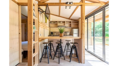 Kitchen or kitchenette, stove