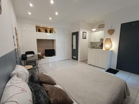 Bed, TV and multimedia, Living room, Photo of the whole room, Seating area, Bedroom