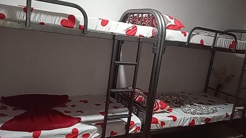 bunk bed, fireplace