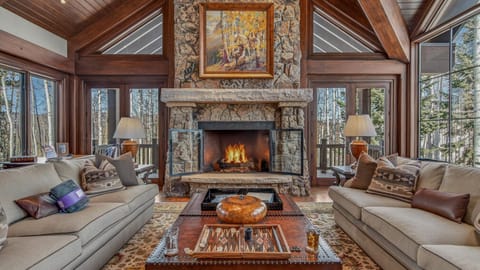 View (from property/room), Living room, Seating area, fireplace, furniture