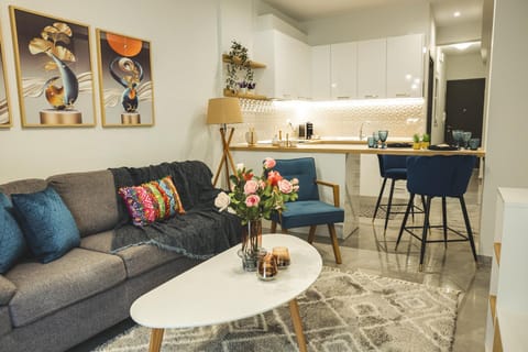 Living room, kitchen