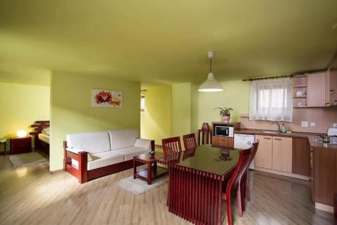 Kitchen or kitchenette, Living room, Dining area, minibar, stove