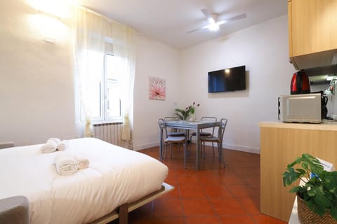 Bed, TV and multimedia, Kitchen or kitchenette, Photo of the whole room, Dining area, Bedroom, hair dresser