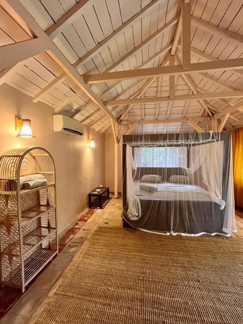 Bed, air conditioner