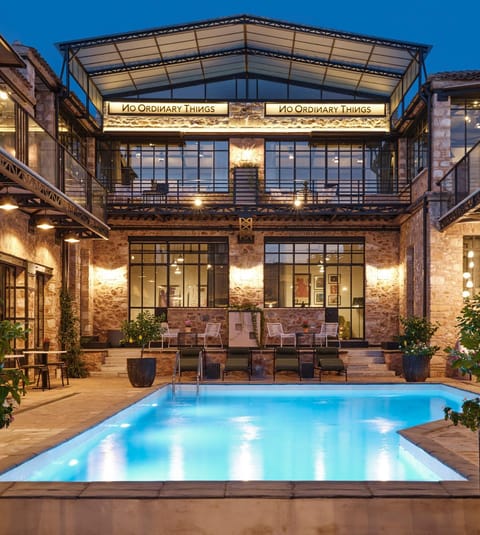 Property building, Patio, Pool view, Swimming pool