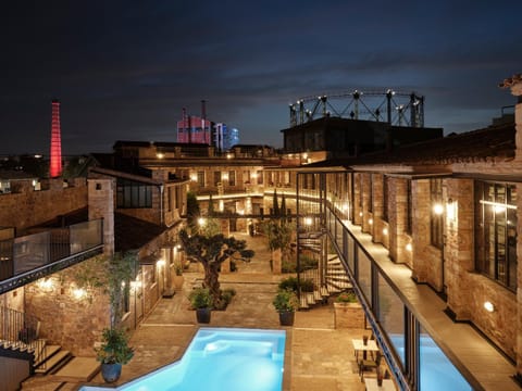 Property building, Patio, Night, City view, Pool view, Swimming pool