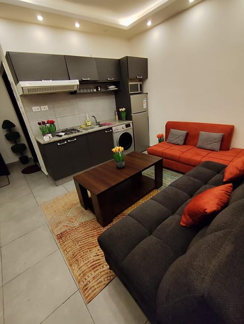 Kitchen or kitchenette, Living room, Seating area