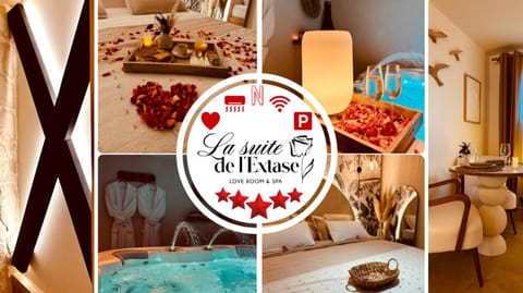 LA SUITE DE L'EXTASE - LOVE ROOM - Jacuzzi privé & Terrasse - Parking et Wifi Gratuit - Elégance & Confort - Une expérience Détente et Sensuelle à votre portée ! OFFRE SPÉCIALE Apartment in Roquebrune-sur-Argens