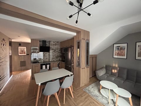 Kitchen or kitchenette, Living room, Seating area, Dining area, minibar, pet friendly, stove