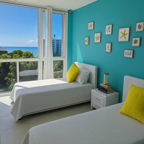 Bed, Natural landscape, Bedroom, Sea view