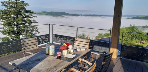 Patio, Natural landscape, Dining area, Mountain view, River view