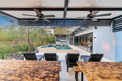 Patio, Day, View (from property/room), Balcony/Terrace, Dining area, Pool view, Swimming pool, fireplace