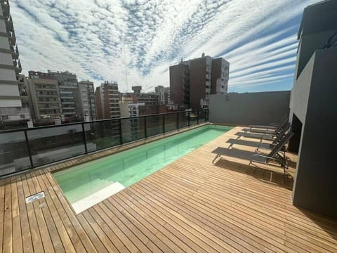 Swimming pool, sunbed