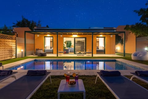 Night, Garden, Swimming pool