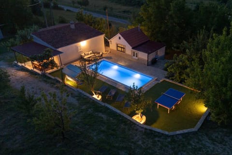 Property building, Night, Swimming pool, sunbed