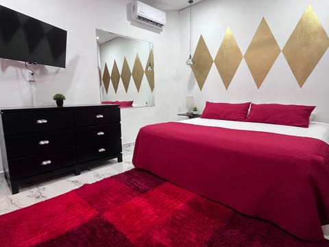 Bed, TV and multimedia, Bedroom, wardrobe, air conditioner