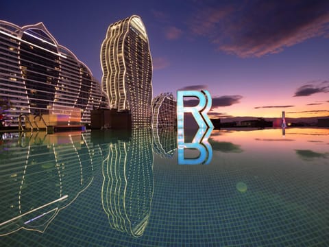 Night, Pool view, Swimming pool, Swimming pool