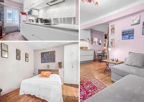Bed, Kitchen or kitchenette, Living room, Photo of the whole room, Seating area, Bedroom, air conditioner