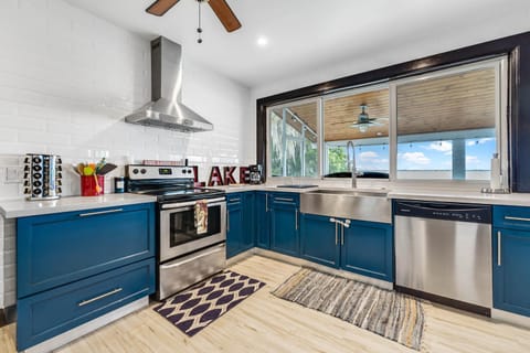 dishwasher, fireplace, pet friendly, stove, kitchen
