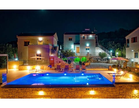 Property building, Night, Pool view, Swimming pool
