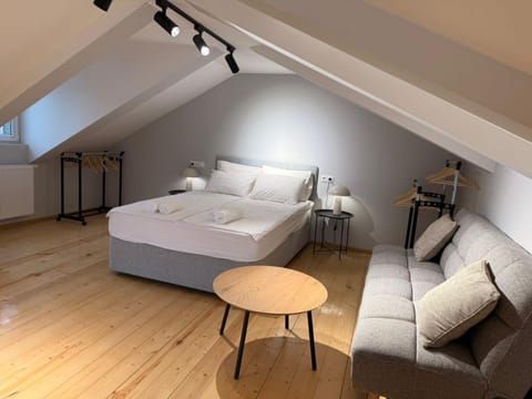 Bed, Living room, Photo of the whole room, Seating area, Bedroom