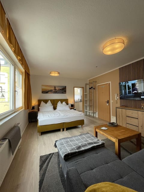 Communal lounge/ TV room, Bed, TV and multimedia, Living room, Photo of the whole room, Seating area, Evening entertainment, Bedroom, hair dresser