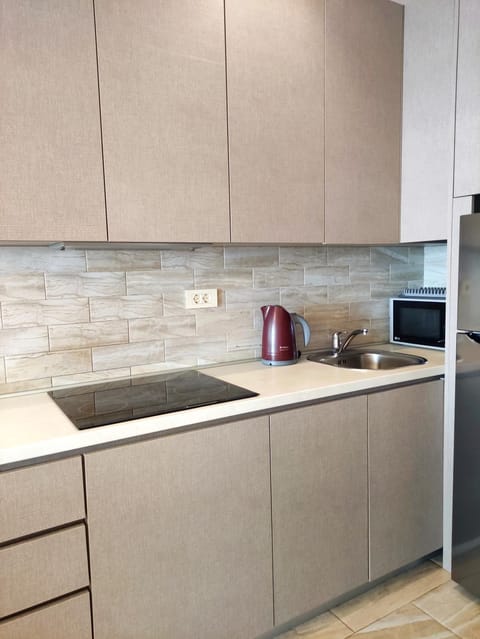 Kitchen or kitchenette, dishwasher, stove