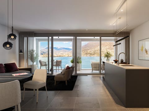 Natural landscape, Kitchen or kitchenette, Living room, Lake view, Lake view, stove