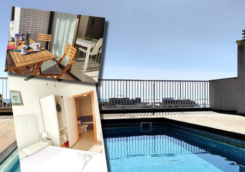 View (from property/room), Balcony/Terrace, Pool view, Sea view, Swimming pool