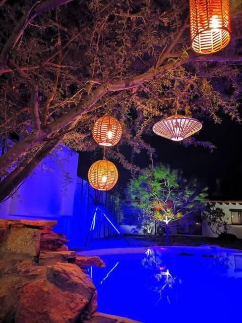 Night, Garden, Garden view, Pool view