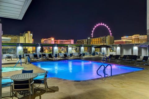 Night, Pool view, Swimming pool