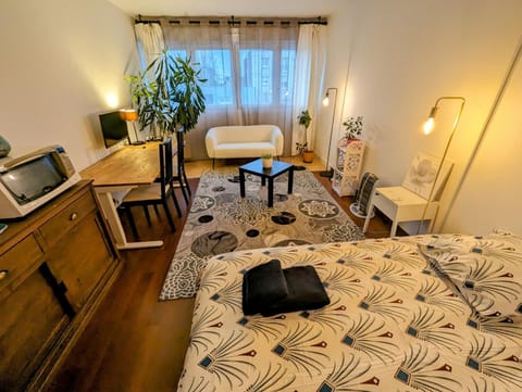 Bed, Living room, hair dresser