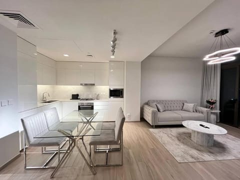 Kitchen or kitchenette, Living room, Seating area, Dining area, stove