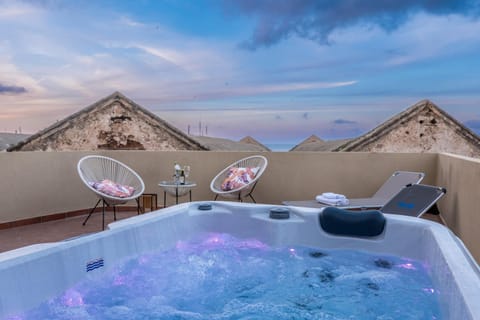 Patio, Hot Tub, View (from property/room), Balcony/Terrace, Sea view, sunbed