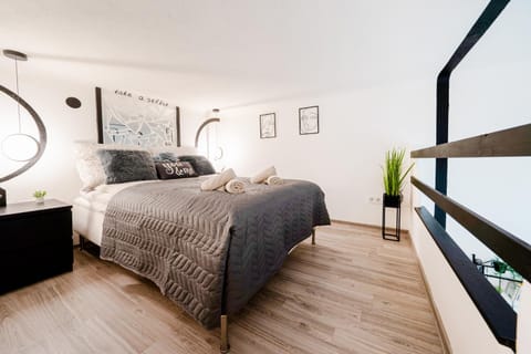 Bed, Bedroom, locker, towels, air conditioner