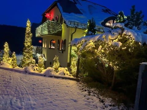 Property building, Night, Winter