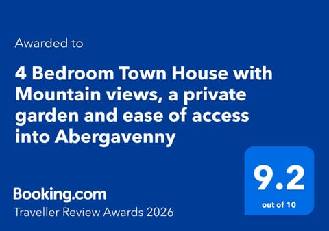 Cosy 4 Bedroom Town House with Mountain views, Private garden and ease of access into Abergavenny House in Abergavenny