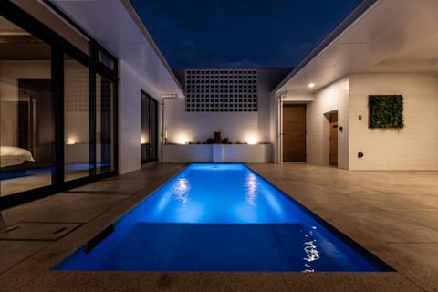 Night, Pool view, Swimming pool