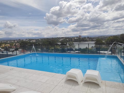 Natural landscape, Balcony/Terrace, Mountain view, Pool view, Swimming pool, sunbed