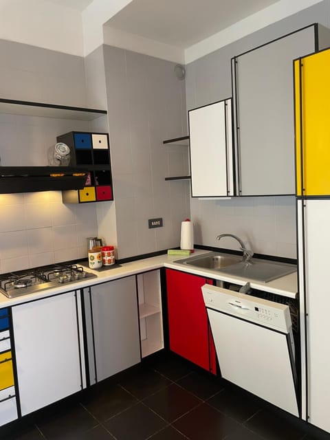 Kitchen or kitchenette, dishwasher, stove