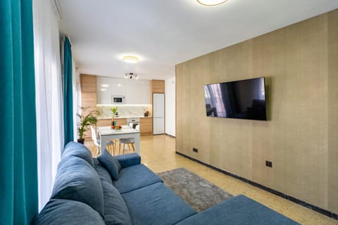 Communal lounge/ TV room, TV and multimedia, Kitchen or kitchenette, Living room, Seating area, Dining area, air conditioner
